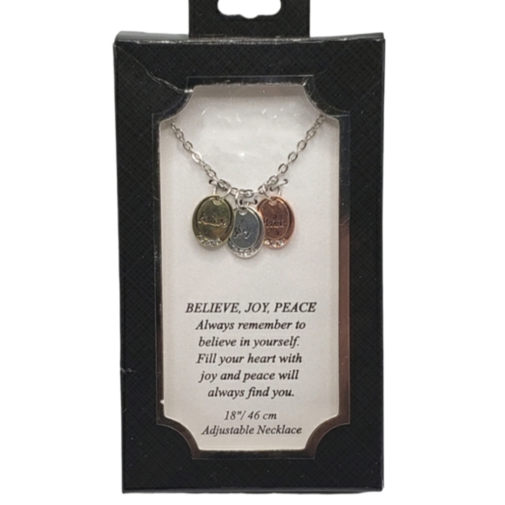 NEW Believe Joy Peace Charms Women's Necklace